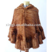 China supplier natural mink fur poncho